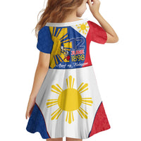 Philippines Independence Day Family Matching Off Shoulder Short Dress and Hawaiian Shirt Araw ng Kalayaan Polynesian Sun and YAKAN Pattern