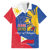 Philippines Independence Day Family Matching Off Shoulder Short Dress and Hawaiian Shirt Araw ng Kalayaan Polynesian Sun and YAKAN Pattern