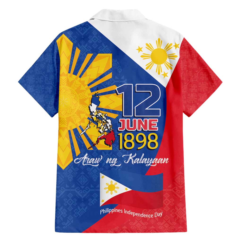Philippines Independence Day Family Matching Off Shoulder Short Dress and Hawaiian Shirt Araw ng Kalayaan Polynesian Sun and YAKAN Pattern