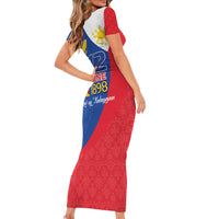 Philippines Independence Day Family Matching Short Sleeve Bodycon Dress and Hawaiian Shirt Araw ng Kalayaan Polynesian Sun and YAKAN Pattern