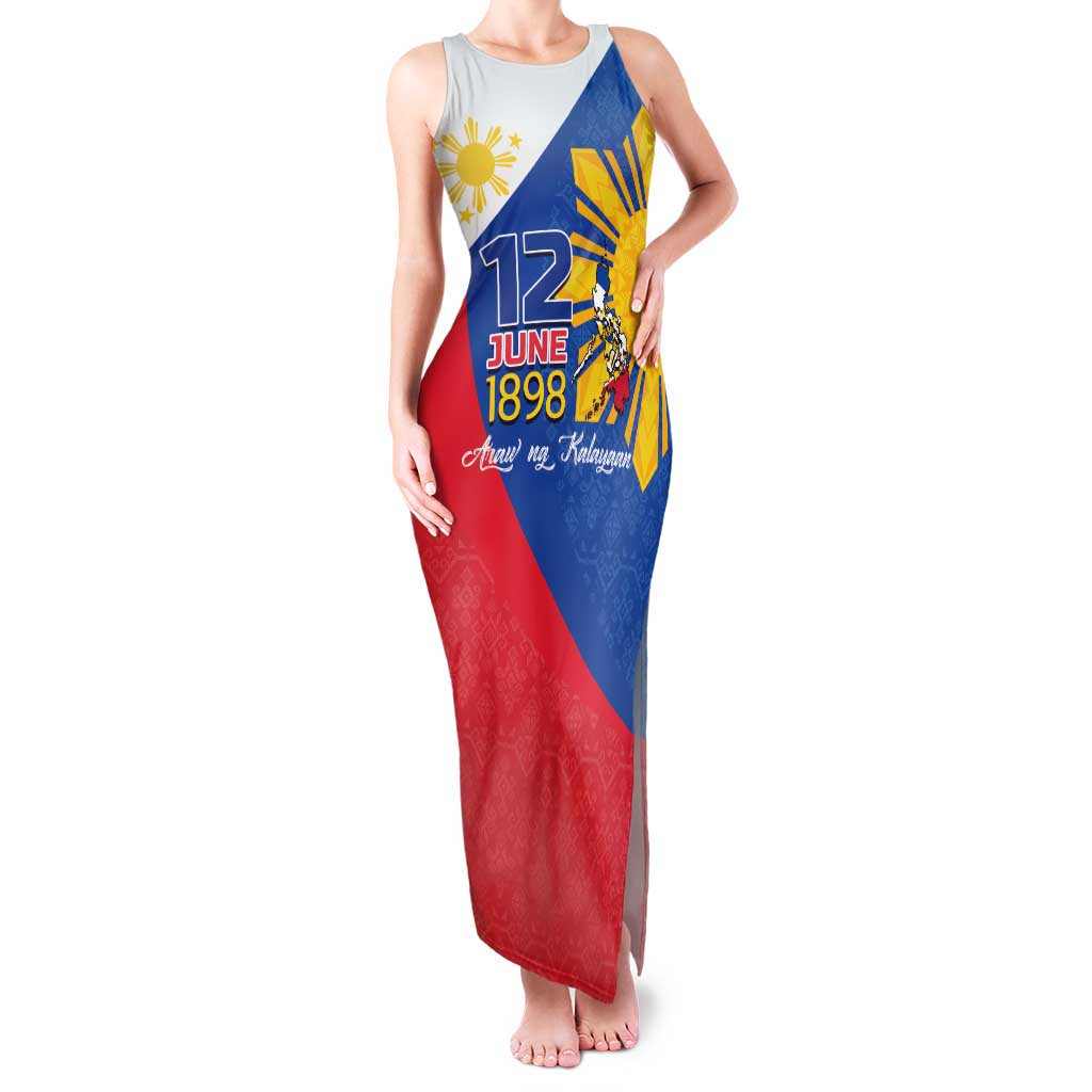 Philippines Independence Day Family Matching Tank Maxi Dress and Hawaiian Shirt Araw ng Kalayaan Polynesian Sun and YAKAN Pattern