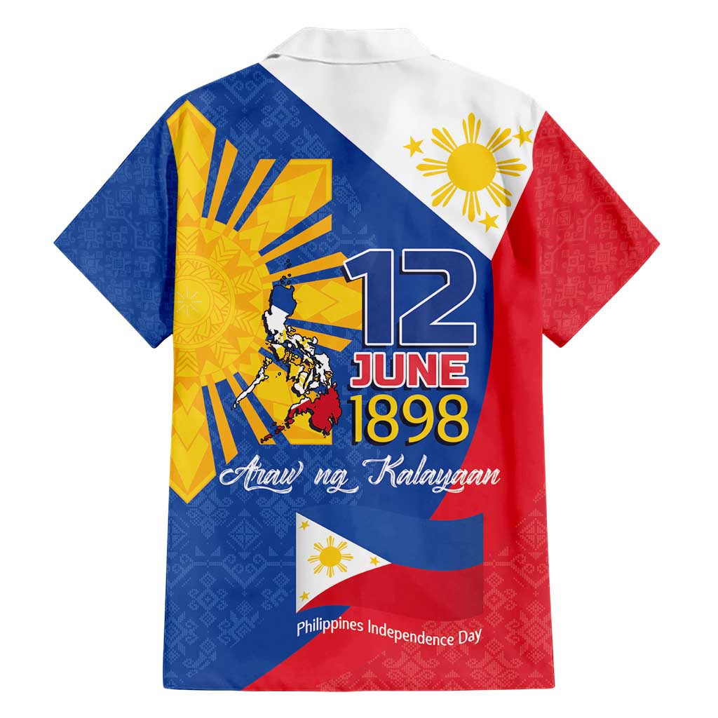 Philippines Independence Day Hawaiian Shirt Araw ng Kalayaan Polynesian Sun and YAKAN Pattern