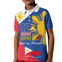 Philippines Independence Day Kid Polo Shirt Araw ng Kalayaan Polynesian Sun and YAKAN Pattern