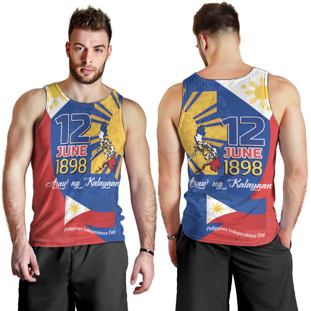 Philippines Independence Day Men Tank Top Araw ng Kalayaan Polynesian Sun and YAKAN Pattern