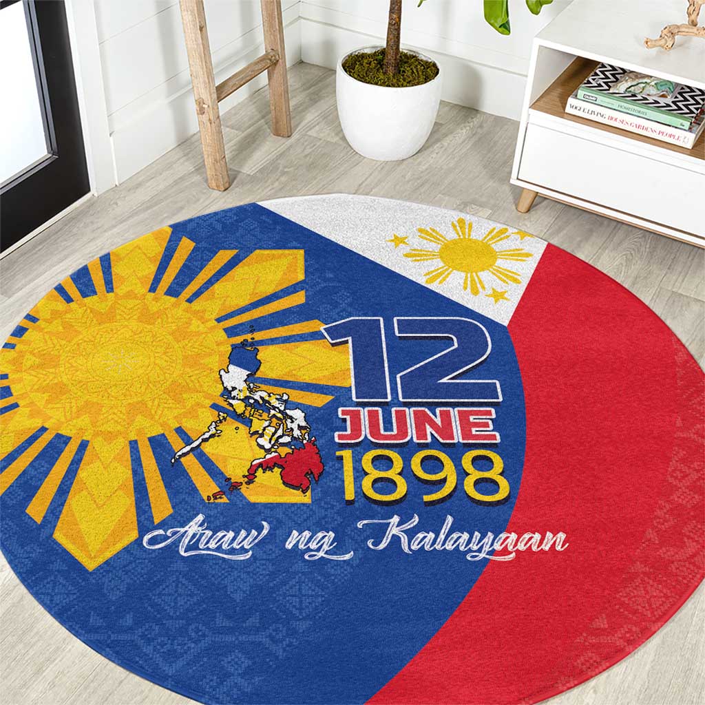 Philippines Independence Day Round Carpet Araw ng Kalayaan Polynesian Sun and YAKAN Pattern