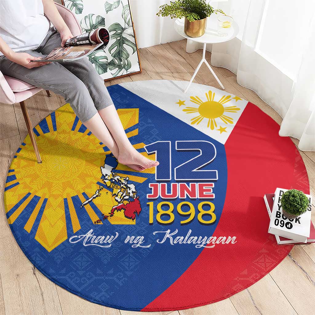 Philippines Independence Day Round Carpet Araw ng Kalayaan Polynesian Sun and YAKAN Pattern