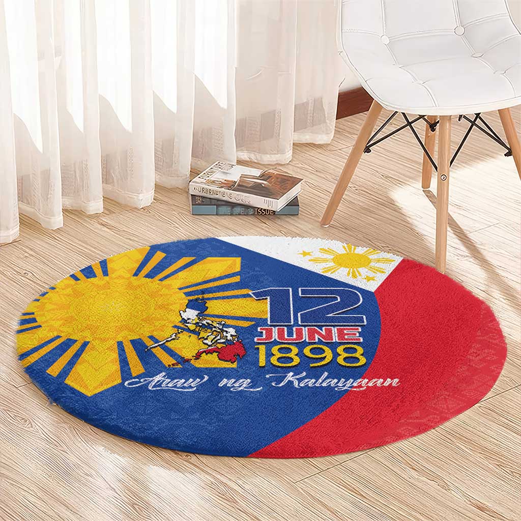 Philippines Independence Day Round Carpet Araw ng Kalayaan Polynesian Sun and YAKAN Pattern