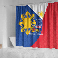 Philippines Independence Day Shower Curtain Araw ng Kalayaan Polynesian Sun and YAKAN Pattern