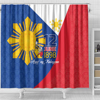 Philippines Independence Day Shower Curtain Araw ng Kalayaan Polynesian Sun and YAKAN Pattern