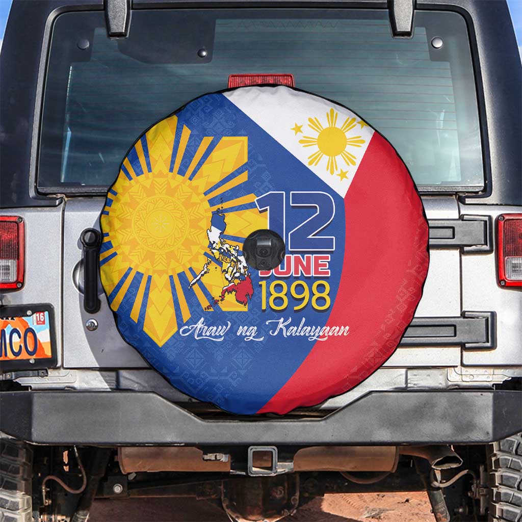 Philippines Independence Day Spare Tire Cover Araw ng Kalayaan Polynesian Sun and YAKAN Pattern