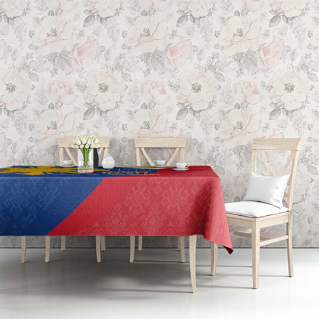 Philippines Independence Day Tablecloth Araw ng Kalayaan Polynesian Sun and YAKAN Pattern