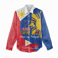 Philippines Independence Day Women Casual Shirt Araw ng Kalayaan Polynesian Sun and YAKAN Pattern