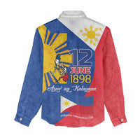 Philippines Independence Day Women Casual Shirt Araw ng Kalayaan Polynesian Sun and YAKAN Pattern