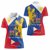 Philippines Independence Day Women Polo Shirt Araw ng Kalayaan Polynesian Sun and YAKAN Pattern