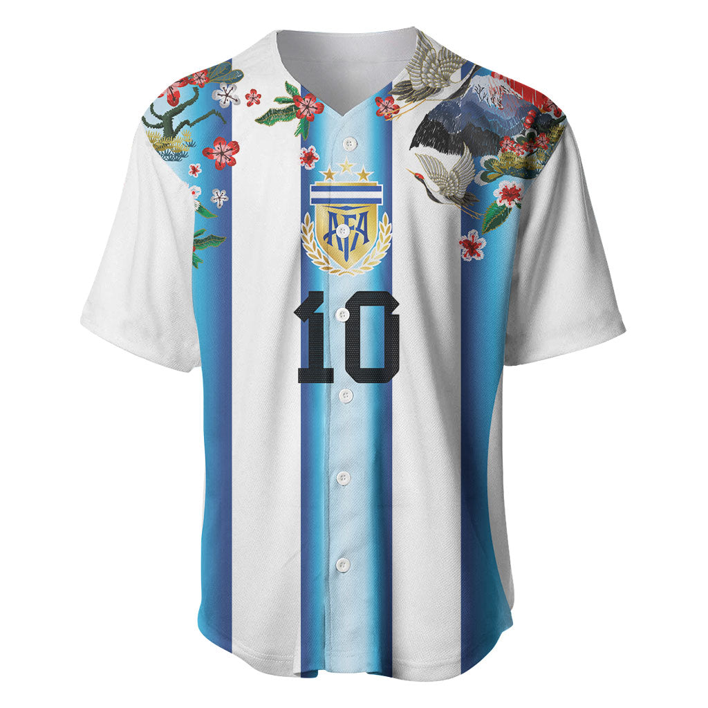 Custom Argentina Football Baseball Jersey Blokecore-La Albiceleste with Japanese Culture Embroidery Effect