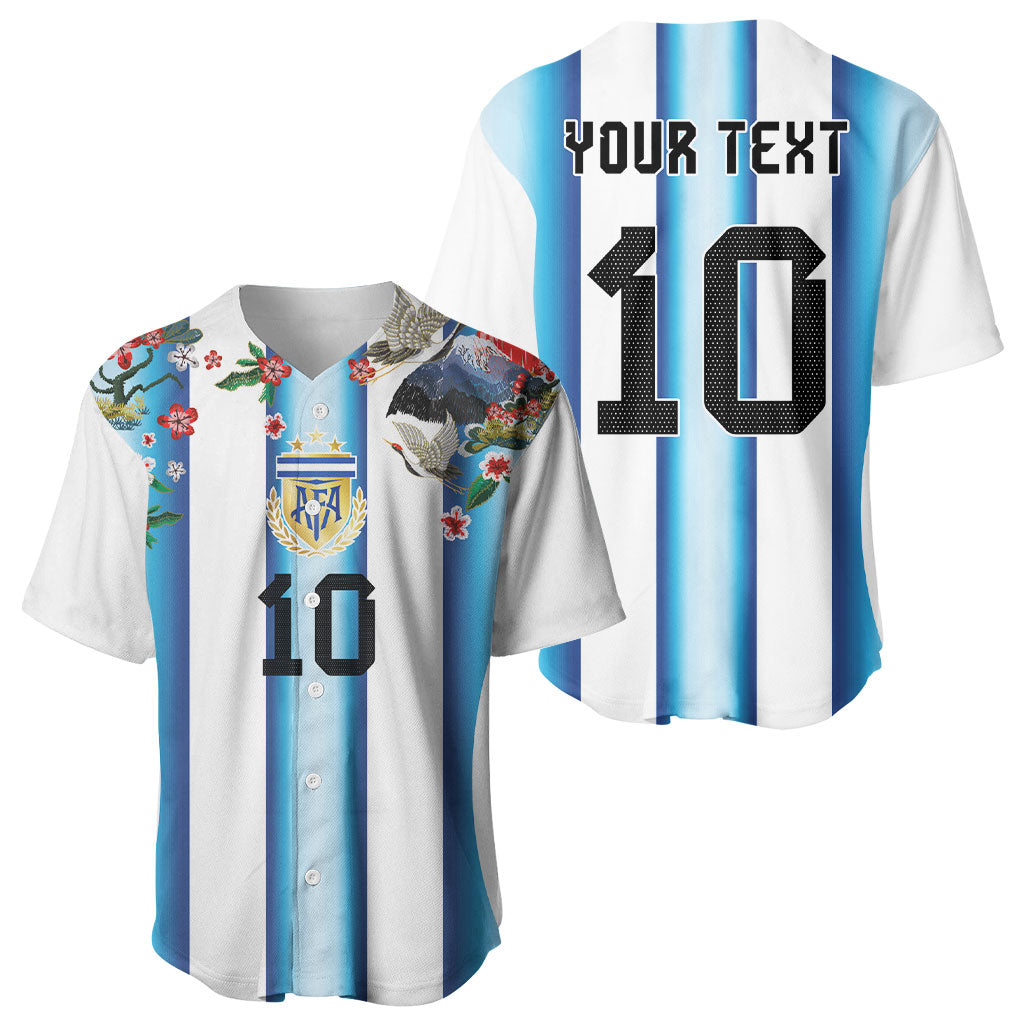 Custom Argentina Football Baseball Jersey Blokecore-La Albiceleste with Japanese Culture Embroidery Effect