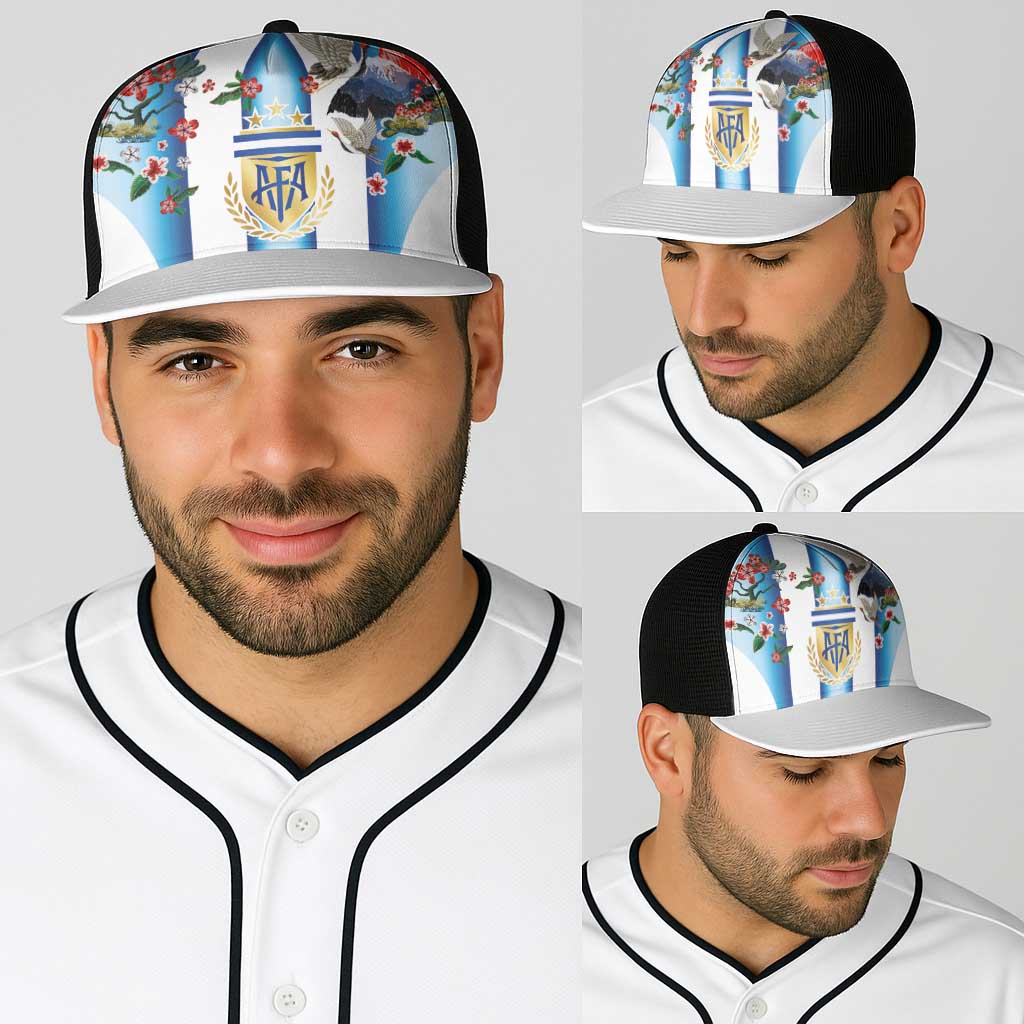 Argentina Football Baseball Net Cap Blokecore-La Albiceleste with Japanese Culture Embroidery Effect