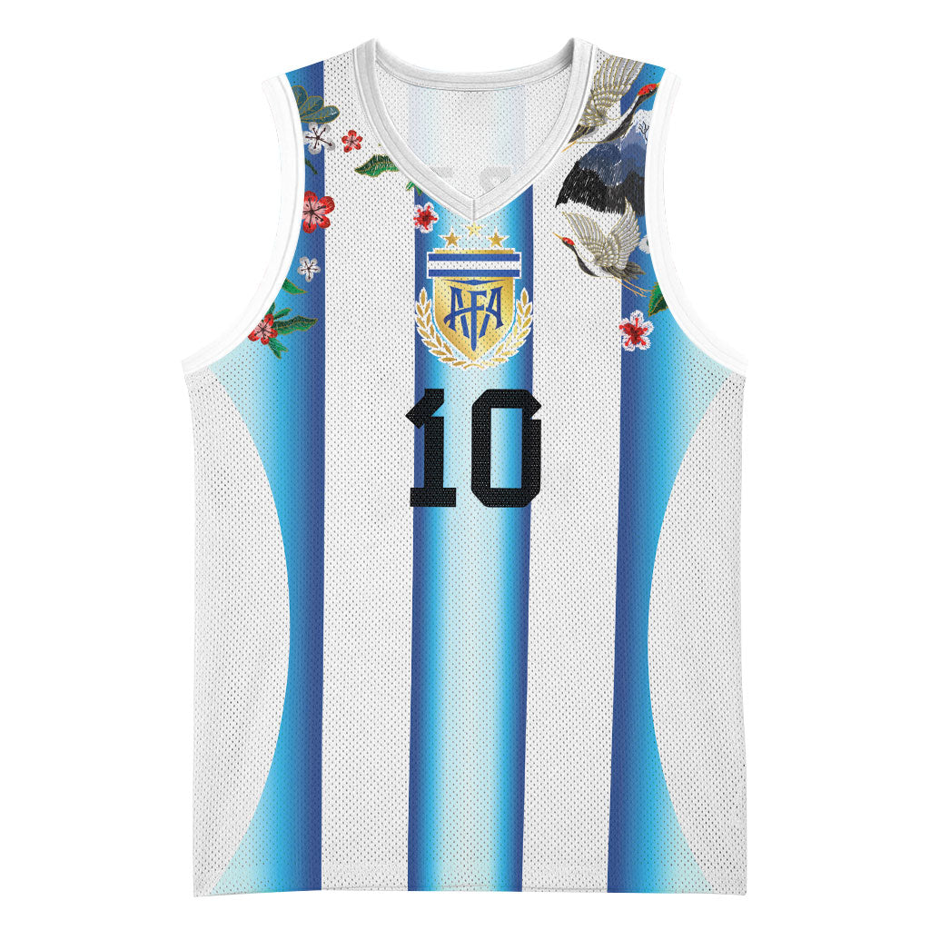 Custom Argentina Football Basketball Jersey Blokecore-La Albiceleste with Japanese Culture Embroidery Effect