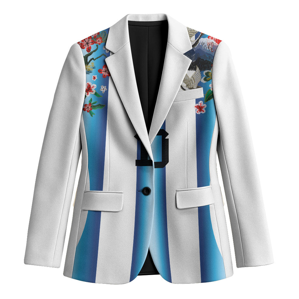 Custom Argentina Football Blazer Blokecore-La Albiceleste with Japanese Culture Embroidery Effect