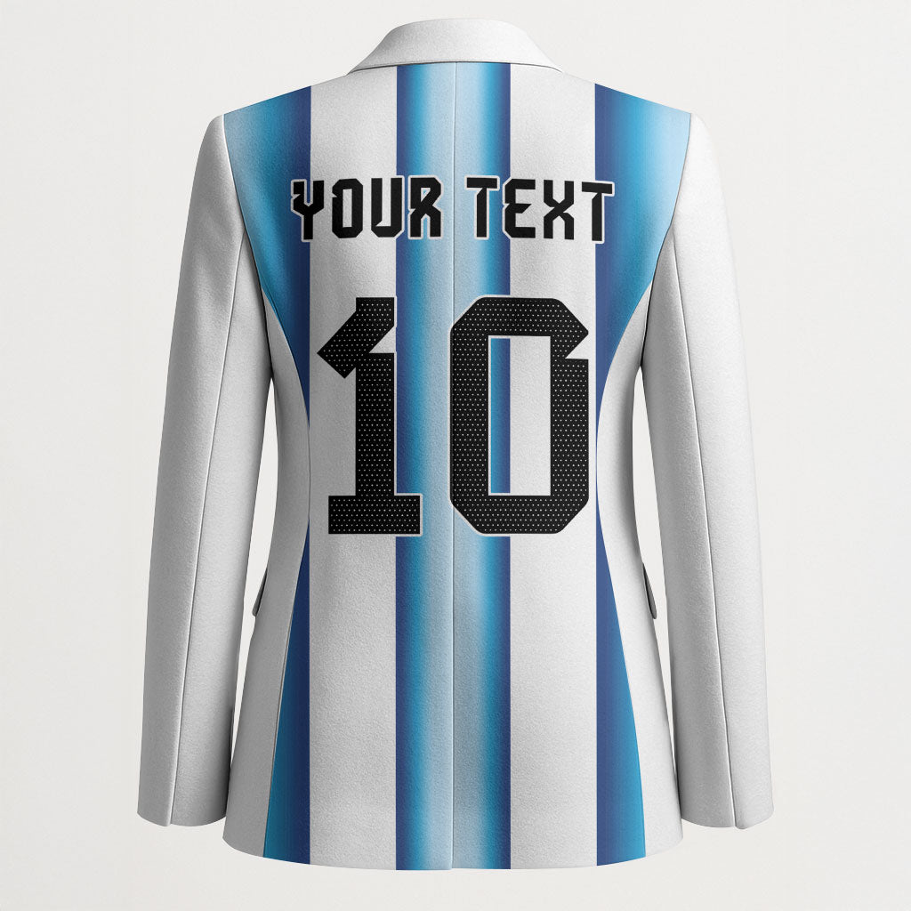 Custom Argentina Football Blazer Blokecore-La Albiceleste with Japanese Culture Embroidery Effect