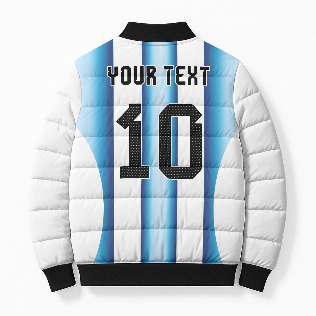 Custom Argentina Football Bomber Puffer Jacket Blokecore-La Albiceleste with Japanese Culture Embroidery Effect
