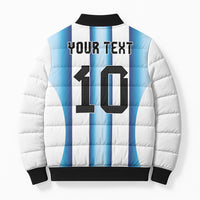 Custom Argentina Football Bomber Puffer Jacket Blokecore-La Albiceleste with Japanese Culture Embroidery Effect