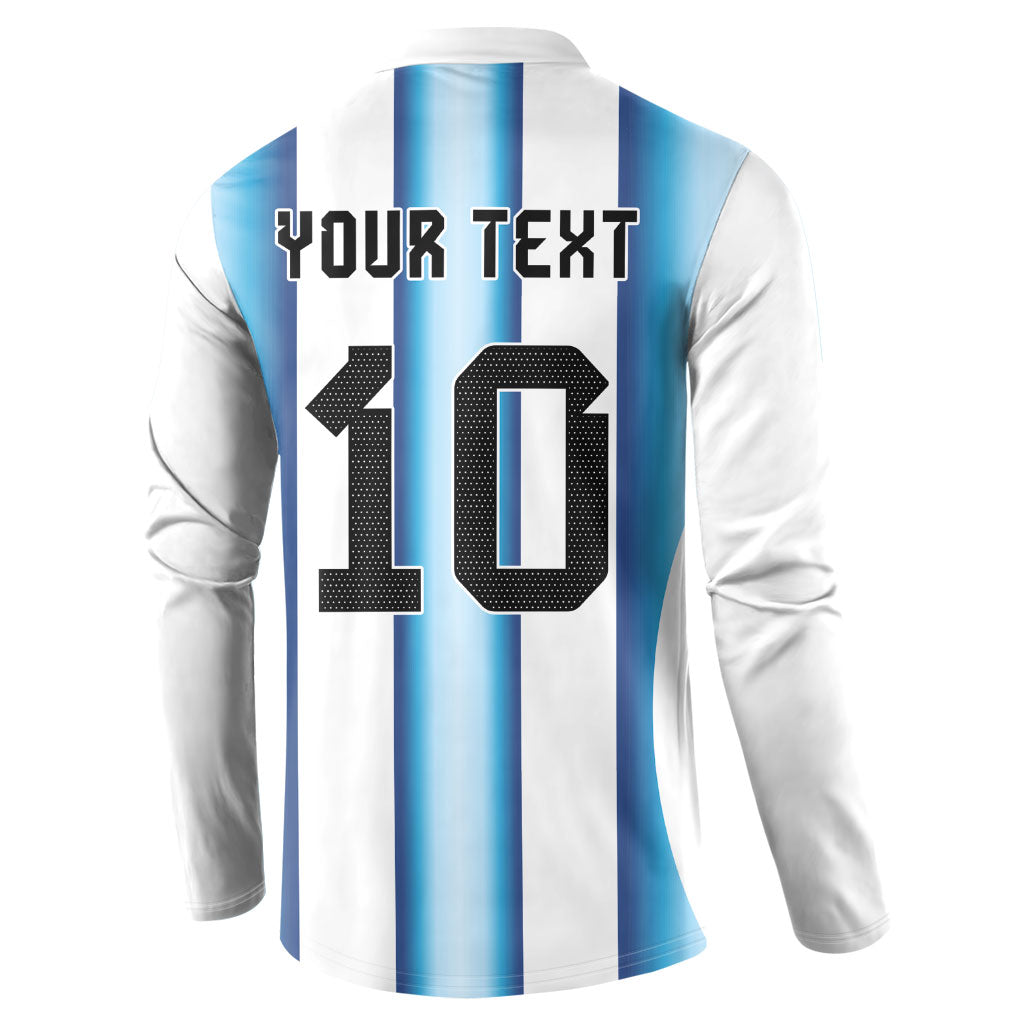 Custom Argentina Football Button Sweatshirt Blokecore-La Albiceleste with Japanese Culture Embroidery Effect