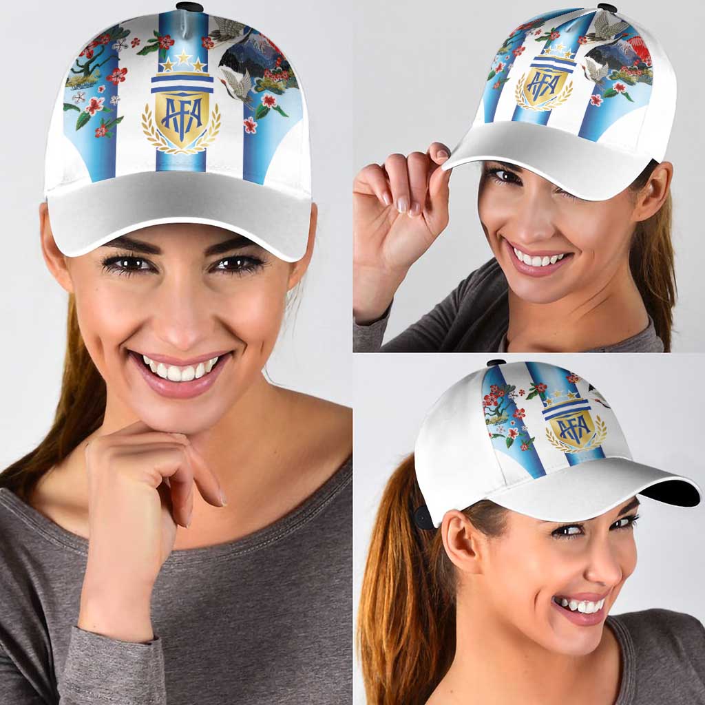 Argentina Football Classic Cap Blokecore-La Albiceleste with Japanese Culture Embroidery Effect