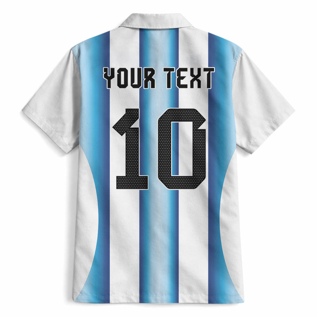 Custom Argentina Football Hawaiian Shirt Blokecore-La Albiceleste with Japanese Culture Embroidery Effect