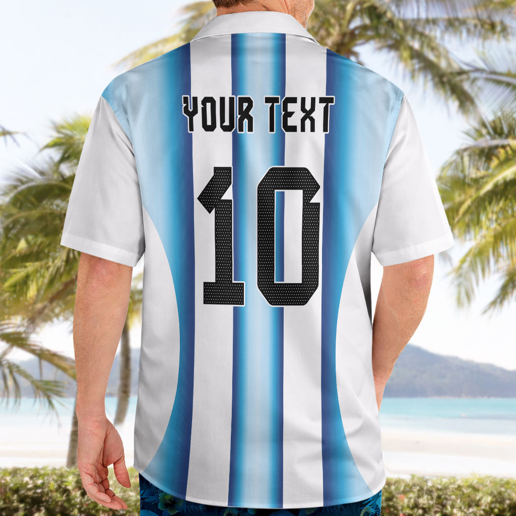 Custom Argentina Football Hawaiian Shirt Blokecore-La Albiceleste with Japanese Culture Embroidery Effect