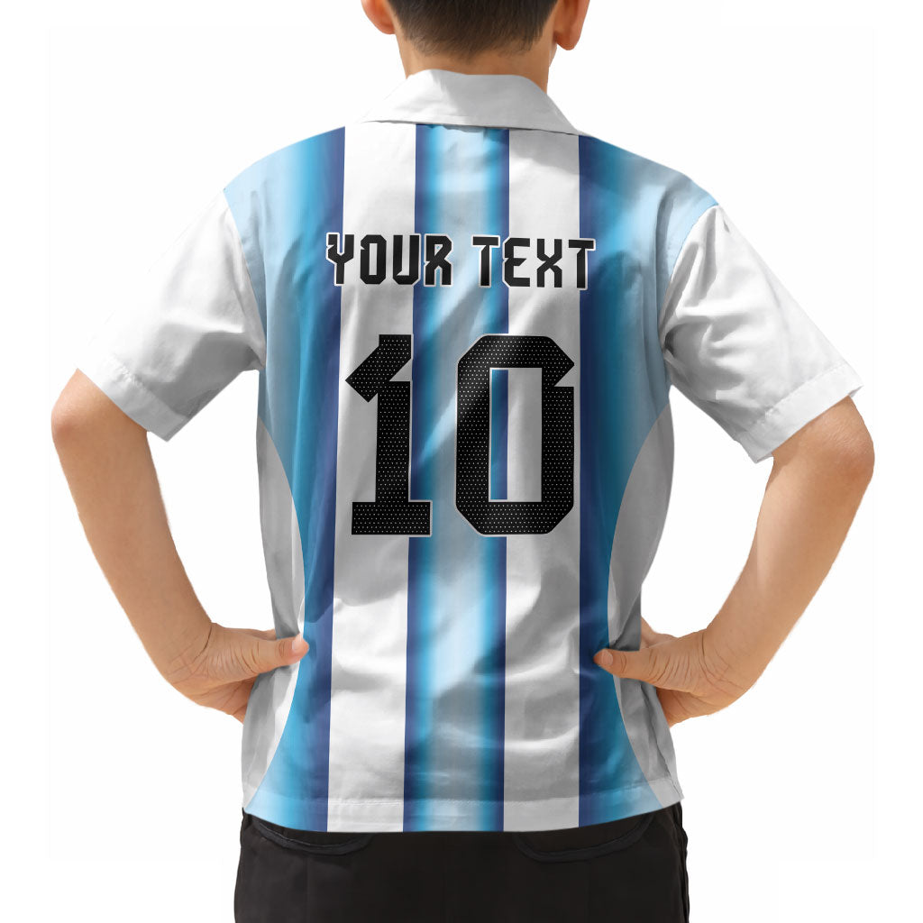 Custom Argentina Football Hawaiian Shirt Blokecore-La Albiceleste with Japanese Culture Embroidery Effect