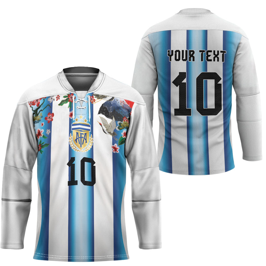 Custom Argentina Football Hockey Jersey Blokecore-La Albiceleste with Japanese Culture Embroidery Effect