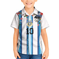 Custom Argentina Football Kid Hawaiian Shirt Blokecore-La Albiceleste with Japanese Culture Embroidery Effect