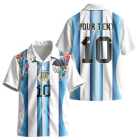 Custom Argentina Football Kid Hawaiian Shirt Blokecore-La Albiceleste with Japanese Culture Embroidery Effect