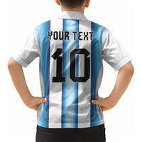 Custom Argentina Football Kid Hawaiian Shirt Blokecore-La Albiceleste with Japanese Culture Embroidery Effect