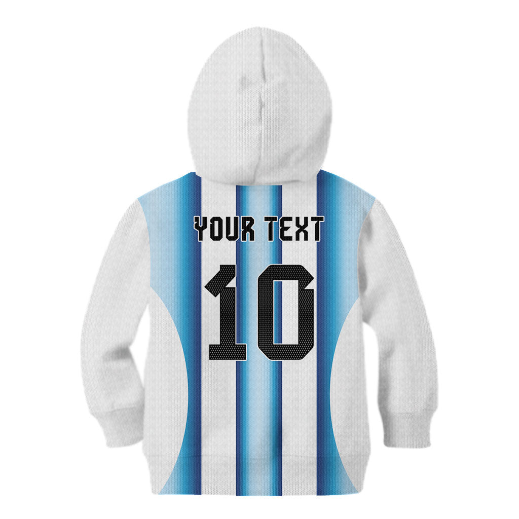 Custom Argentina Football Kid Hoodie Blokecore-La Albiceleste with Japanese Culture Embroidery Effect