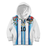 Custom Argentina Football Kid Hoodie Blokecore-La Albiceleste with Japanese Culture Embroidery Effect