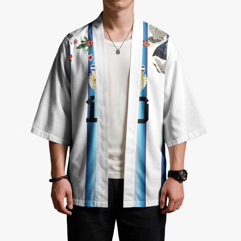 Custom Argentina Football Kimono Blokecore-La Albiceleste with Japanese Culture Embroidery Effect