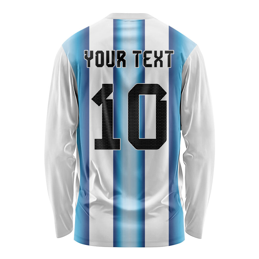 Custom Argentina Football Long Sleeve Shirt Blokecore-La Albiceleste with Japanese Culture Embroidery Effect