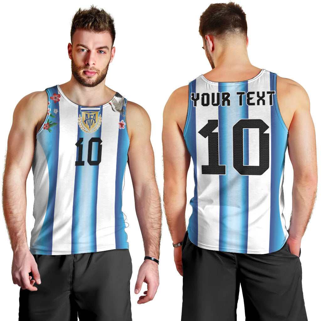 Custom Argentina Football Men Tank Top Blokecore-La Albiceleste with Japanese Culture Embroidery Effect