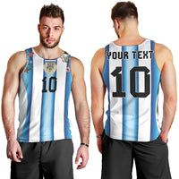 Custom Argentina Football Men Tank Top Blokecore-La Albiceleste with Japanese Culture Embroidery Effect