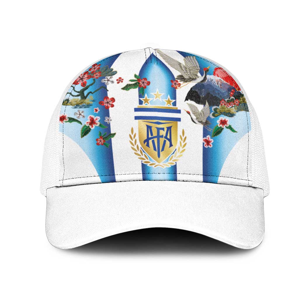 Argentina Football Mesh Trucker Cap Blokecore-La Albiceleste with Japanese Culture Embroidery Effect