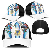 Argentina Football Mesh Trucker Cap Blokecore-La Albiceleste with Japanese Culture Embroidery Effect