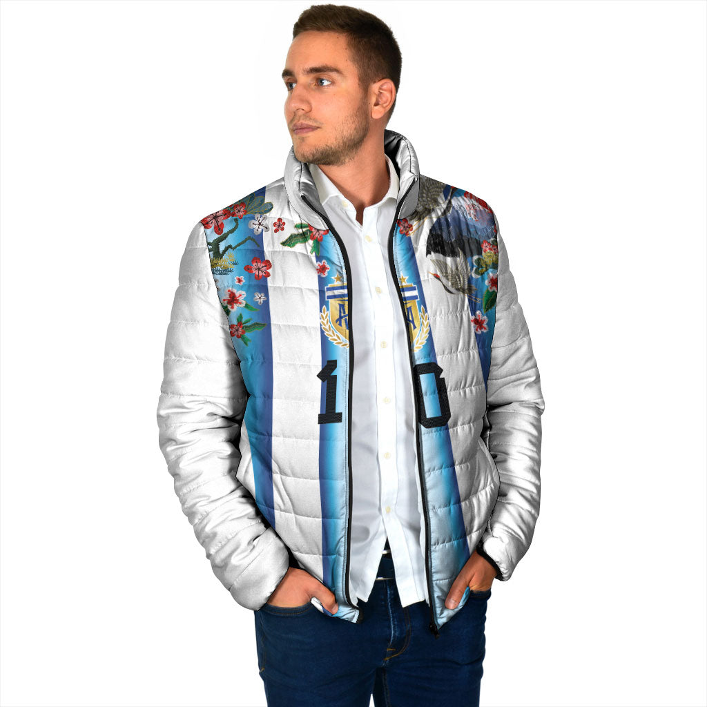 Custom Argentina Football Padded Jacket Blokecore-La Albiceleste with Japanese Culture Embroidery Effect