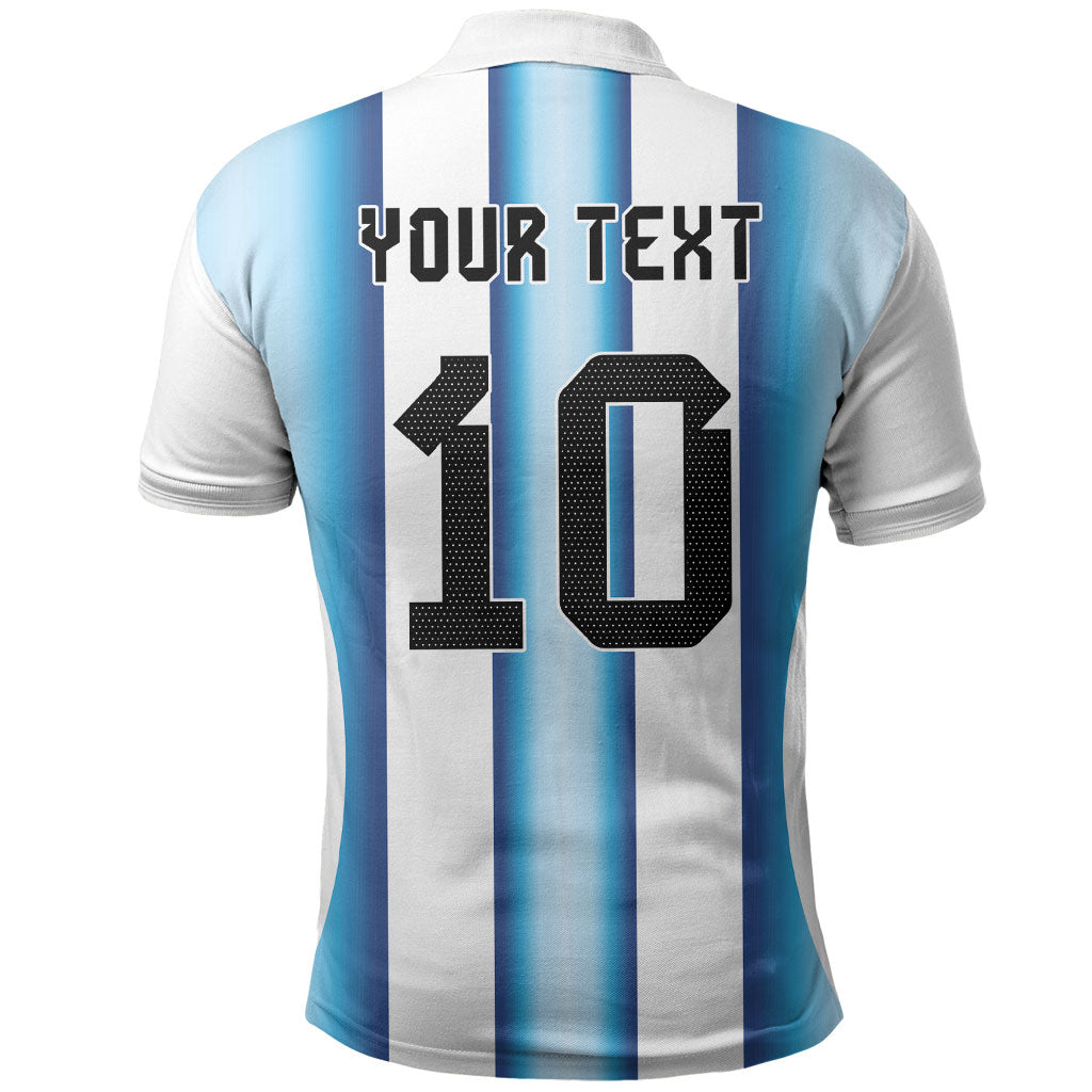Custom Argentina Football Polo Shirt Blokecore-La Albiceleste with Japanese Culture Embroidery Effect