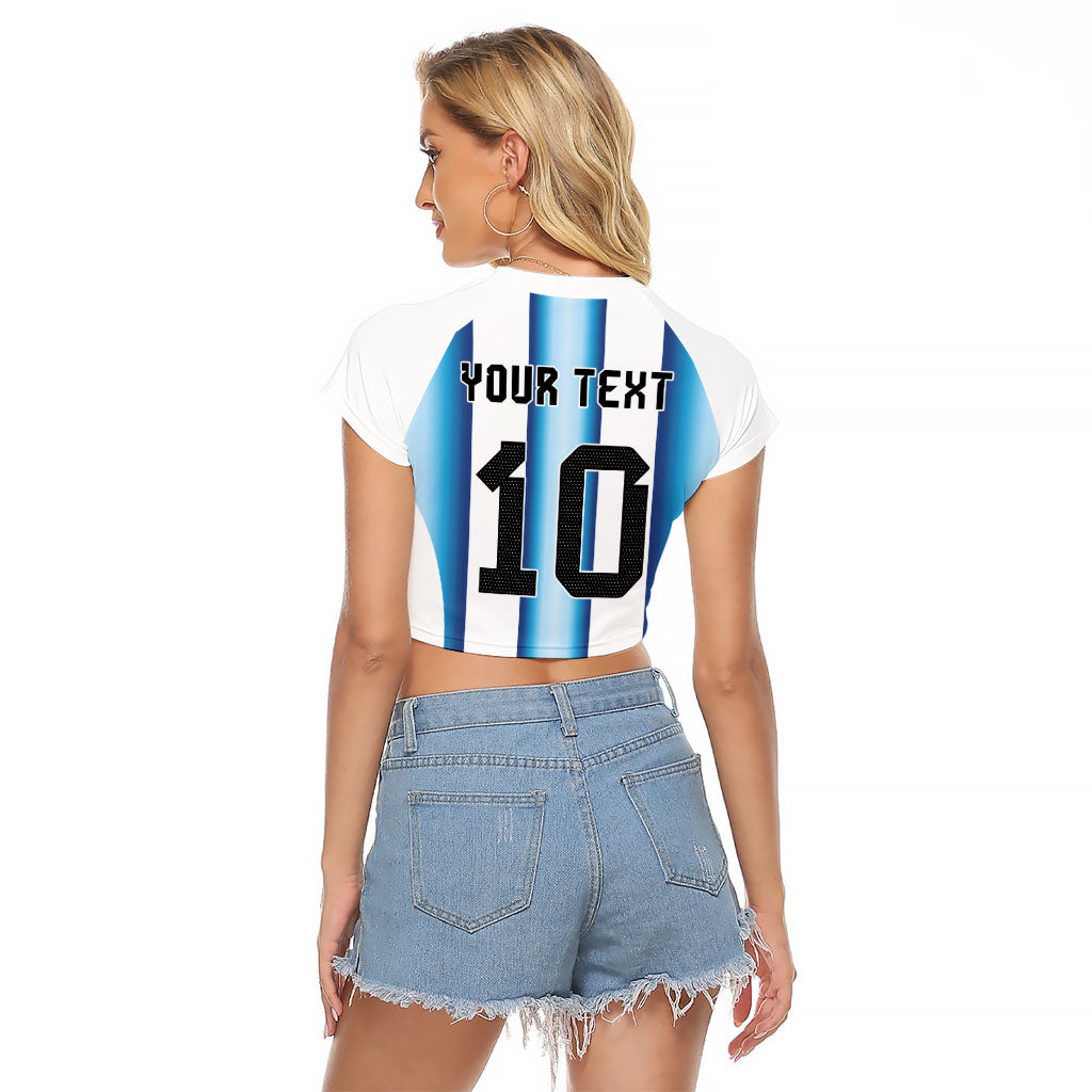 Custom Argentina Football Raglan Cropped T Shirt Blokecore-La Albiceleste with Japanese Culture Embroidery Effect