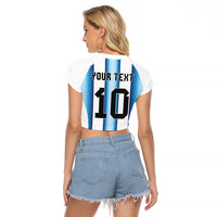 Custom Argentina Football Raglan Cropped T Shirt Blokecore-La Albiceleste with Japanese Culture Embroidery Effect