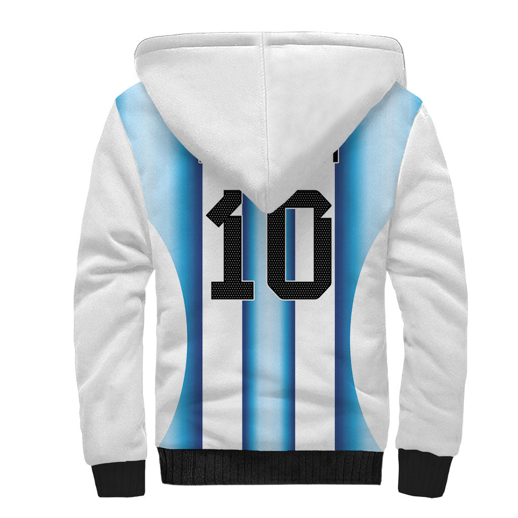 Custom Argentina Football Sherpa Hoodie Blokecore-La Albiceleste with Japanese Culture Embroidery Effect