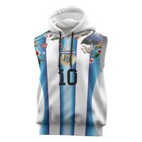 Custom Argentina Football Sleeveless Hoodie Blokecore-La Albiceleste with Japanese Culture Embroidery Effect