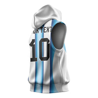 Custom Argentina Football Sleeveless Hoodie Blokecore-La Albiceleste with Japanese Culture Embroidery Effect